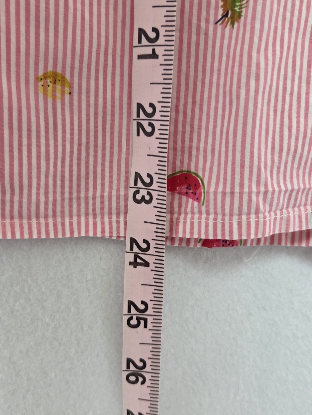 J. Crew Pink and White Striped Pajama Shirt Size Small Tropical Fruit Print - Picture 7 of 9